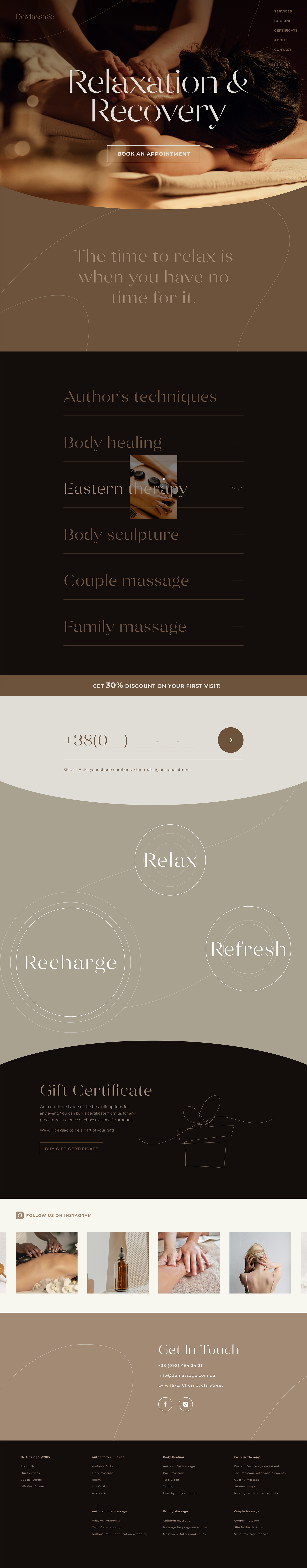 Spa and massage salon website design concept